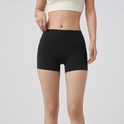 GymHUB High Waist Hip Lift Yoga Shorts – Women’s Quick Dry Peach Nude 3/4 Fitness Leggings for Running & Gym Training