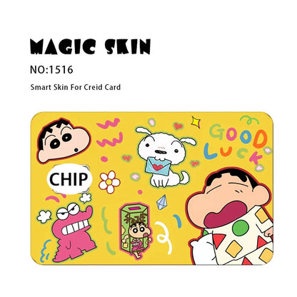 Anime Crayon Shin-Chan Poker PVC Sticker — Waterproof Cartoon Skin for Credit & Debit Cards