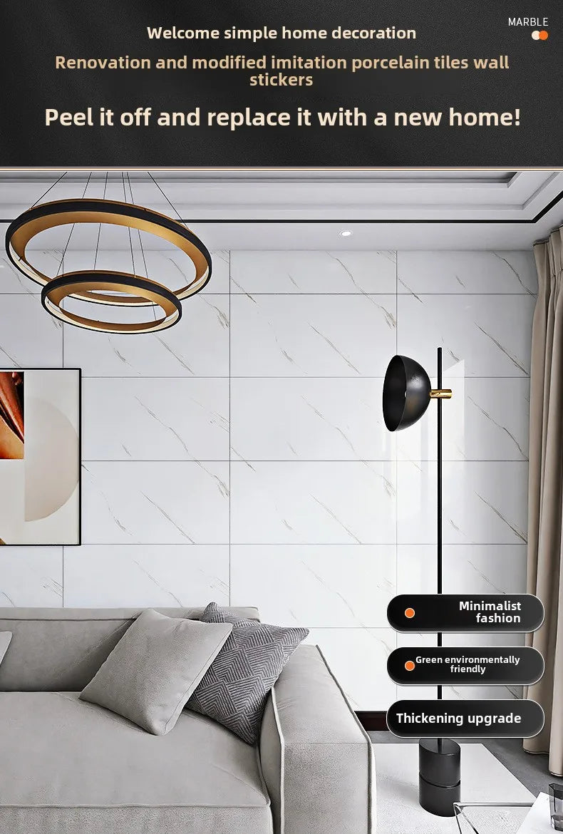 10-50Pcs PVC Marble Wall Stickers — Self-Adhesive Thickened Waterproof Tile Stickers for Bathroom Kitchen Floor Home Decor