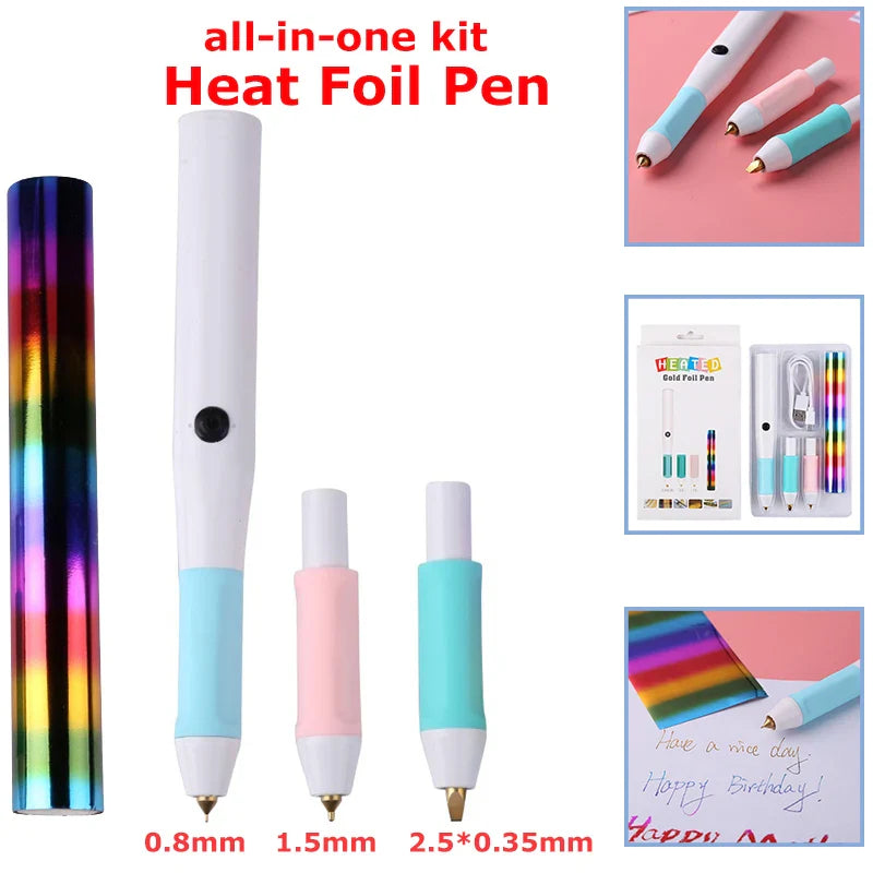 All-in-One USB Heat Foil Pen Kit – Calligraphy & DIY Lettering with 3 Nibs for Custom Foiling