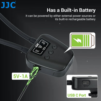JJC LED Macro Arm Light — 10-Level Adjustable Brightness for Macro Photography, Compatible with Canon, Nikon, Sony, Olympus, Fujifilm DSLR