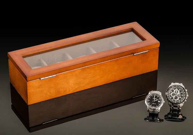 Wood Watch Box Organizer with Glass Window — Luxury Wooden Display Case & Storage Holder for Men’s Watches