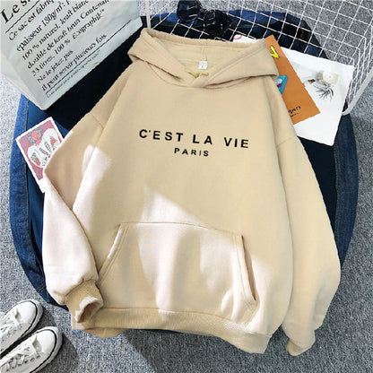 Women's Casual Print Loose Hoodie – Spring Long-Sleeve Harajuku Pullover Sweatshirt, Streetwear Style