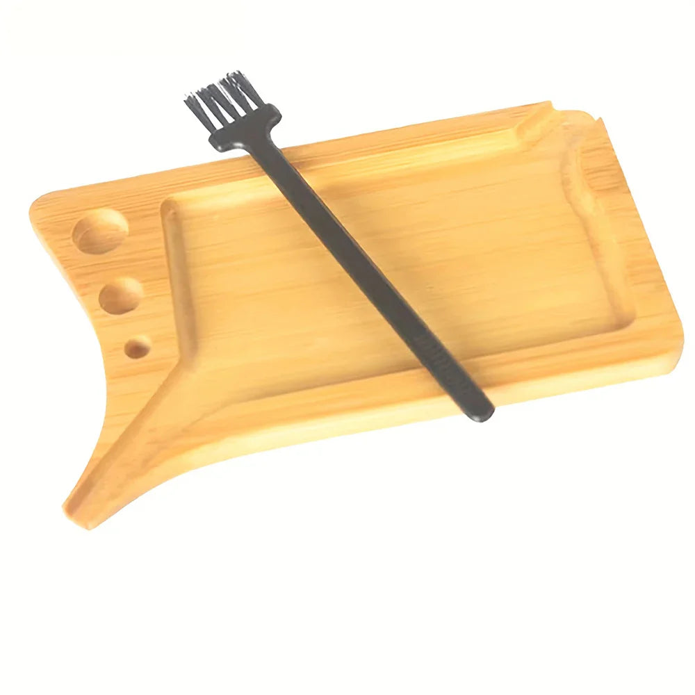 Bamboo Wood Herb & Tobacco Rolling Tray Set – Cleaning Brush, Pre-Roll Smoke Roller, Multipurpose Accessories