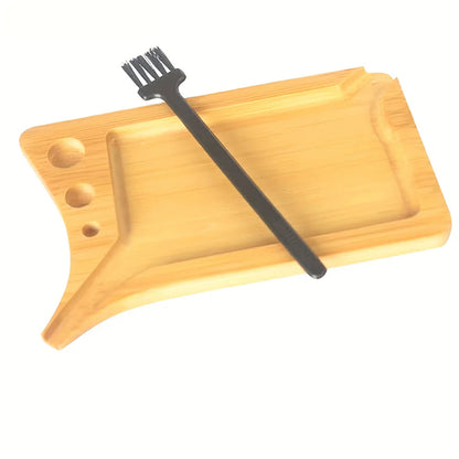 Bamboo Wood Herb & Tobacco Rolling Tray Set – Cleaning Brush, Pre-Roll Smoke Roller, Multipurpose Accessories