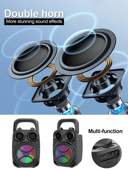 500mAh Bluetooth Speaker – High-Power Sound Box with TF/U-Disk, Karaoke & Handheld Subwoofer for Dancing