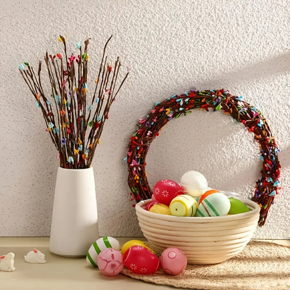 27/47pcs Easter & Spring Artificial Berry Stems with Flowers – DIY Wreath, Bunny Ears & Centerpiece Decorations