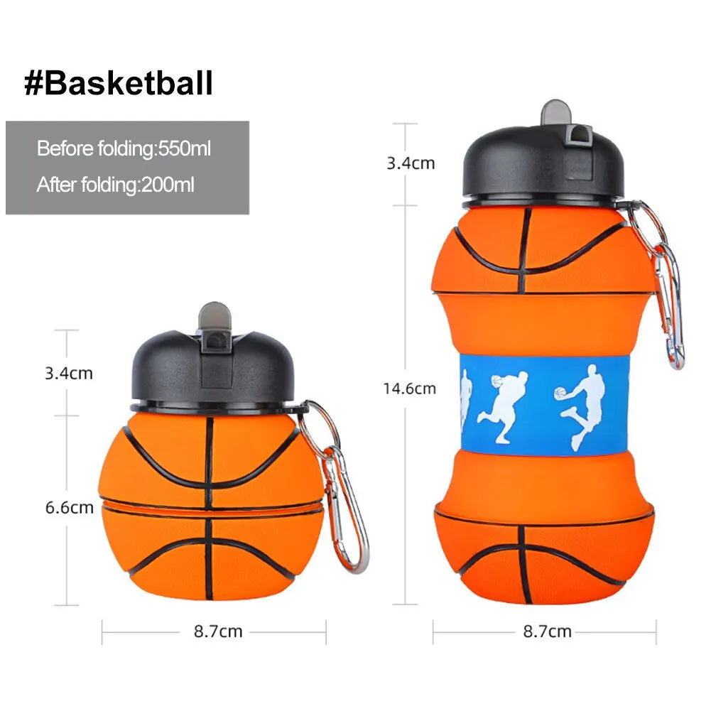 Leakproof Foldable Water Bottle for Kids: Portable Sports Mug for Basketball, Football, Baseball, Tennis, Golf - Ideal for School and Outdoor Activities