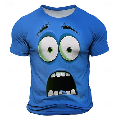 3D Funny Face T-Shirt - Men's Summer Casual Short Sleeve O-Neck Loose Streetwear Tee