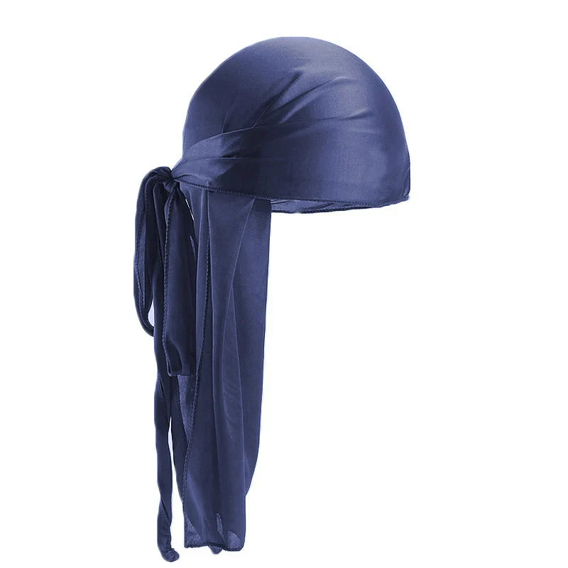 Unisex Silky Long Tail Durag Pirate Hat – Fashion Headwrap, Turban, Bandana, Cap for Women & Men, Hijab Hair Accessories