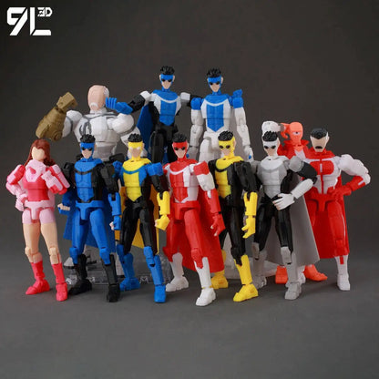 3D Printed Invincible 2.0 Superheroes Action Figures – Multi-Jointed Anime Toy Model Ornaments Gifts