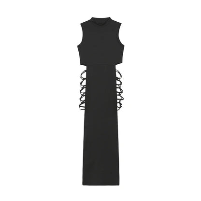 Women’s Criss Cross Cut Out Bodycon Dress – Sexy Sleeveless Mock Neck Slim Fit Party & Club Mini Dress