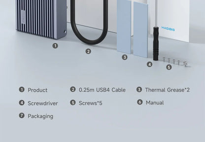 Hagibis 40Gbps USB4 M.2 NVMe SSD Enclosure – LED Display with USB4 Cable for Thunderbolt 4/3 & USB 3.2/3.1/3.0 B+M M-Key SSD Case