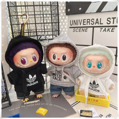 15/17cm Labubu V1 V2 Doll Clothing Set – Fashion Hoodie & Pants, Korean Idol Style DIY Accessories Toy Gift