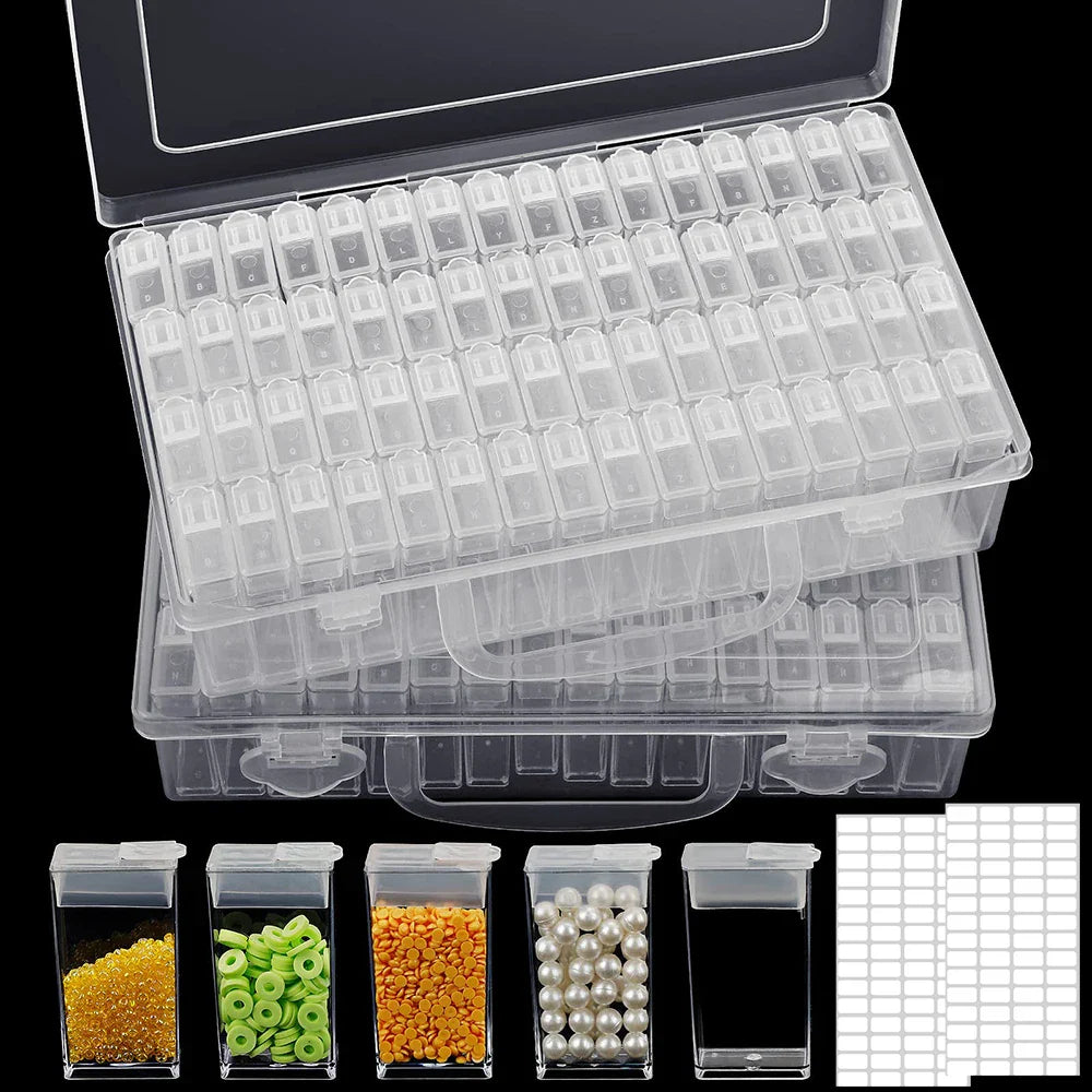 Plastic Storage Box with 28/32/48/56/64 Slots – DIY Diamond Painting Beads, Charms & Jewelry Accessories Organizer