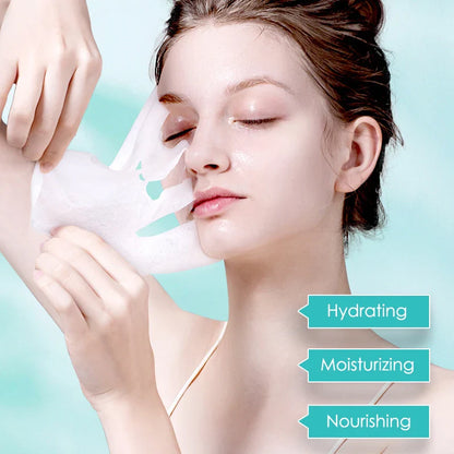 10pcs Hyaluronic Acid Hydrating Facial Mask – Moisturizing, Pore Shrinking Skin Care Face Masks