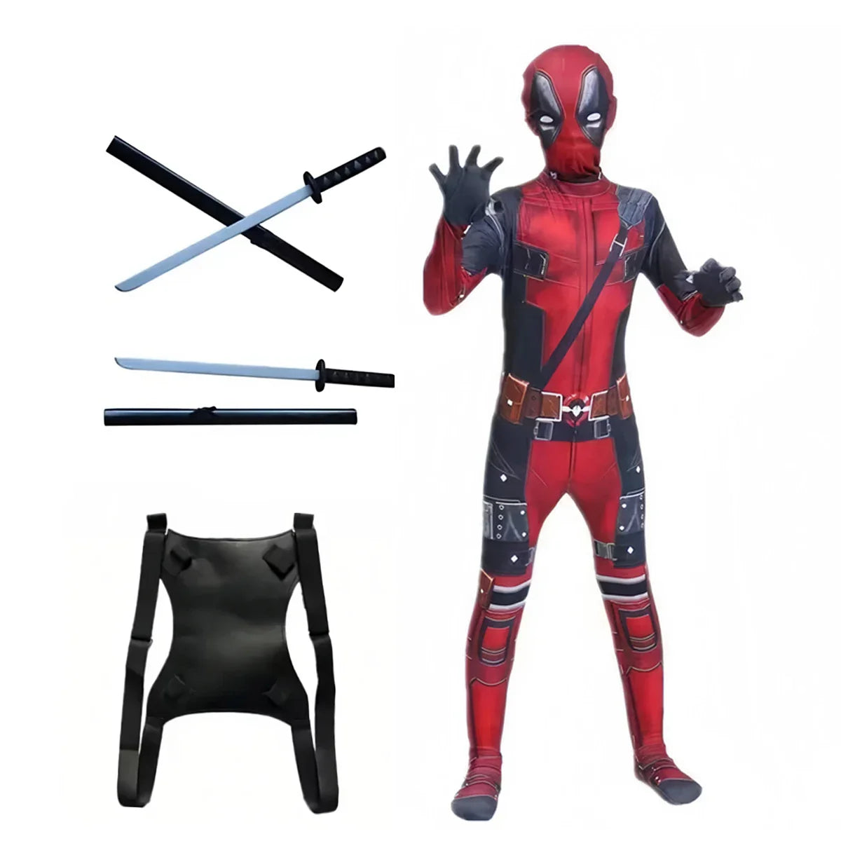 Deadpool Kids Halloween Cosplay Costume – Superhero Jumpsuit for Children