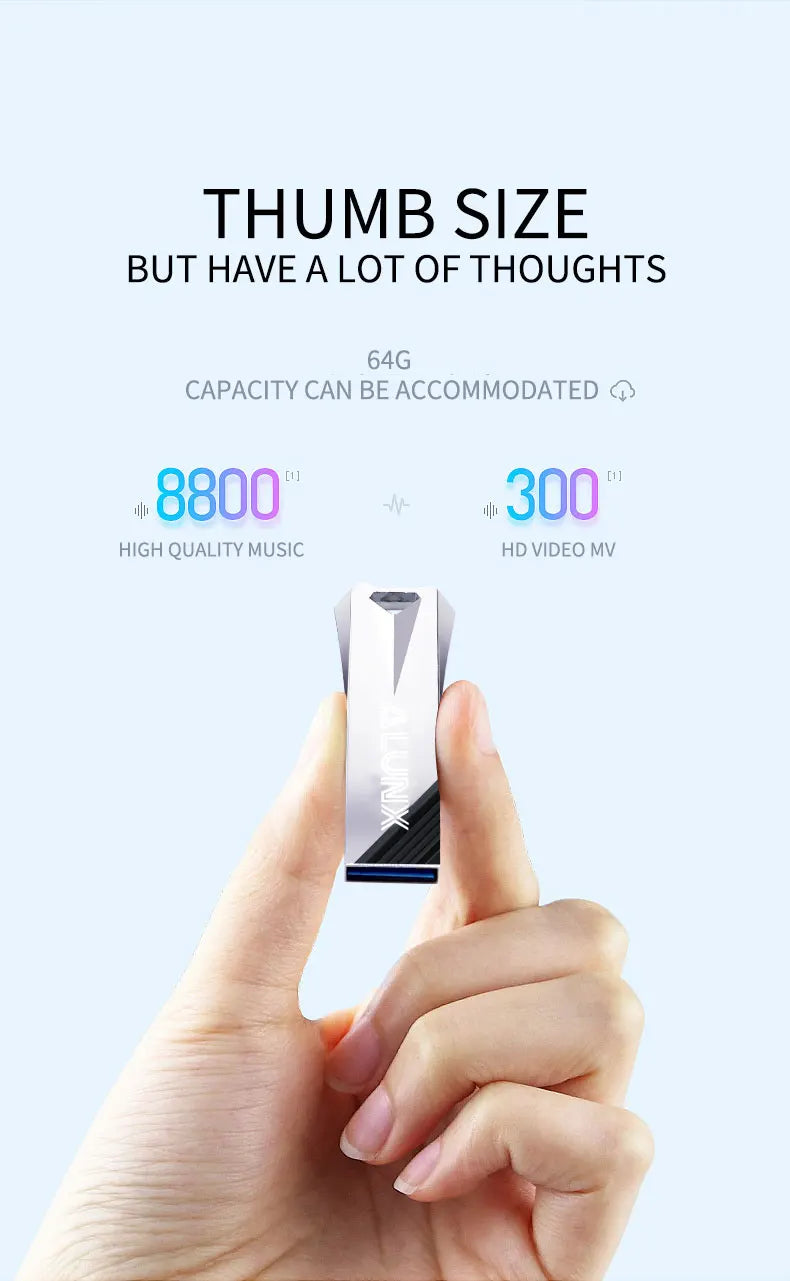 ALUNX USB 3.0 Flash Drive – 4GB to 128GB Memory Stick, Metal USB Pen Drive for Data Storage