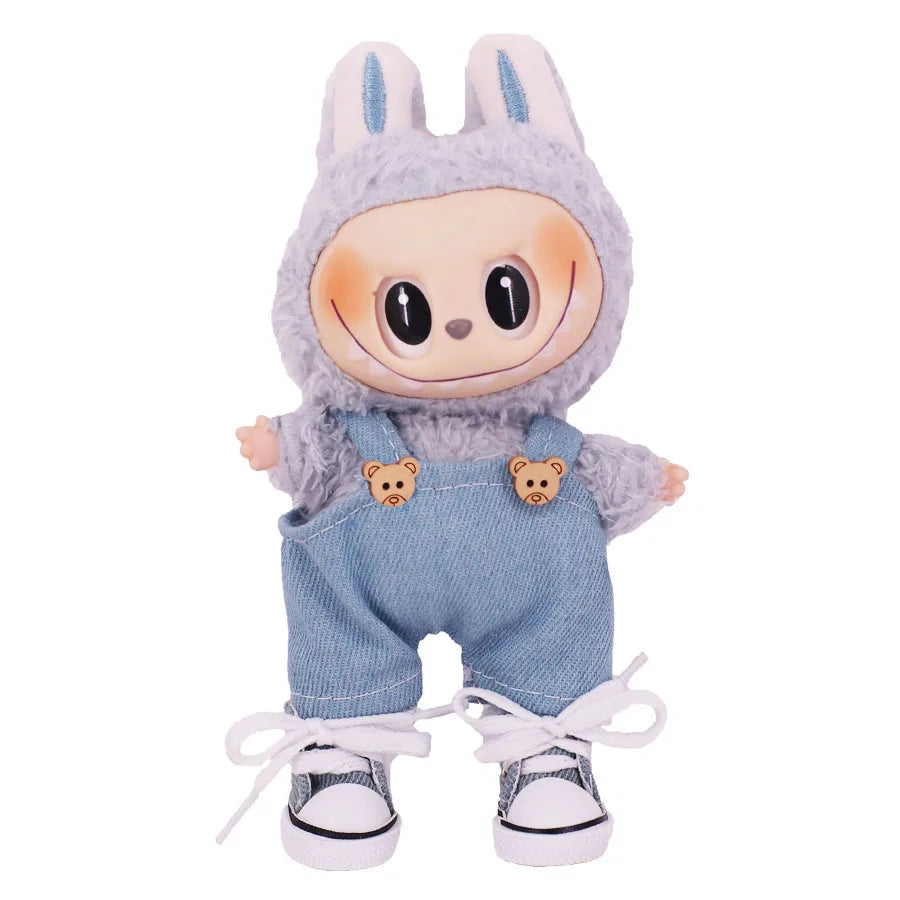 3.8cm Solid Color Lace-Up Canvas Shoes – PU Doll Shoes for 17cm Labubu Doll Clothes & Accessories Gift