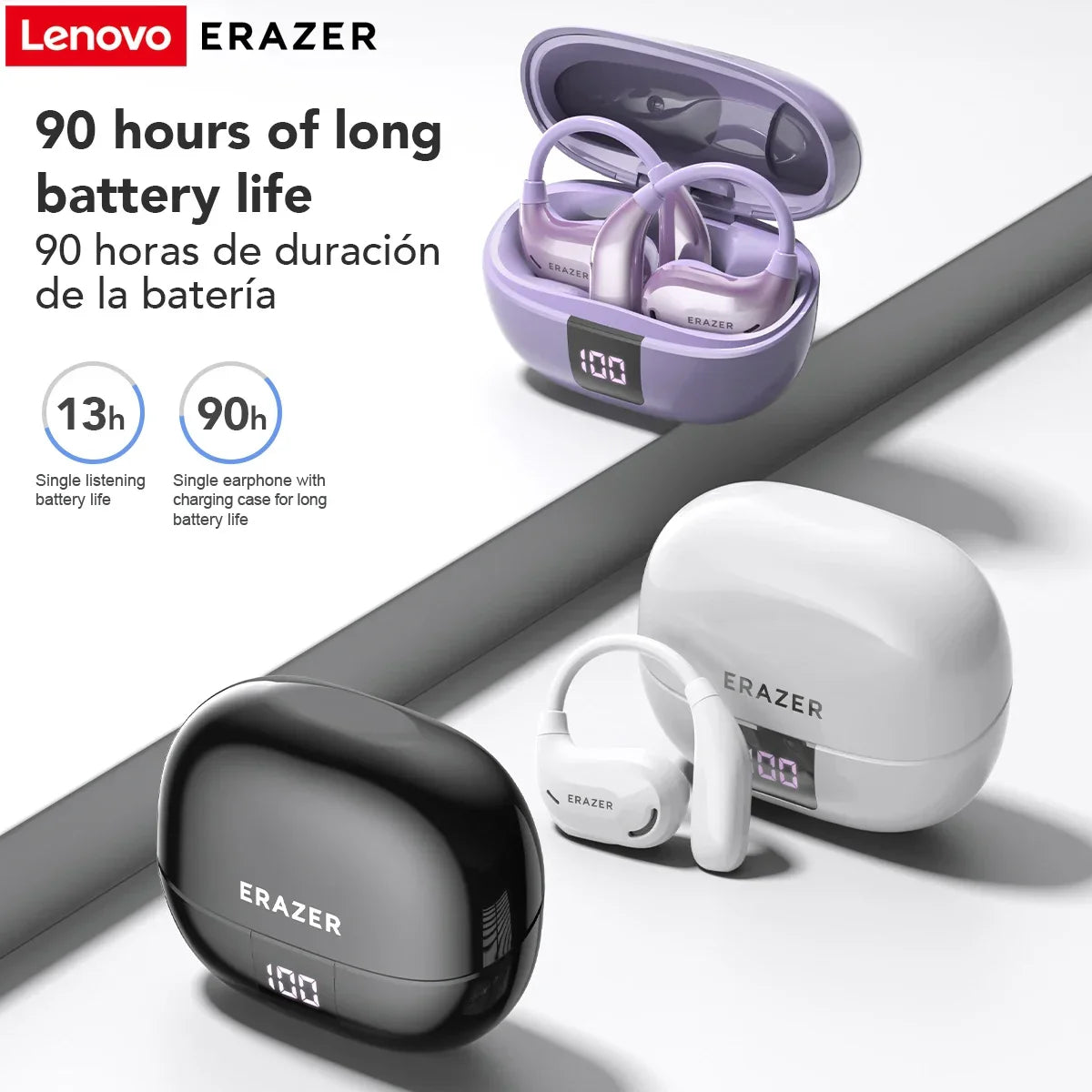ERAZER XT66PRO Bluetooth Earphones – ASMR Headsets, DIY App, AI Translator, Wireless Earbuds with 13-Hour Battery Life & Display
