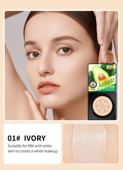 Air Cushion CC Cream with Mushroom Head Puff – Moisturizing, Brightening BB Cream & Waterproof Face Concealer