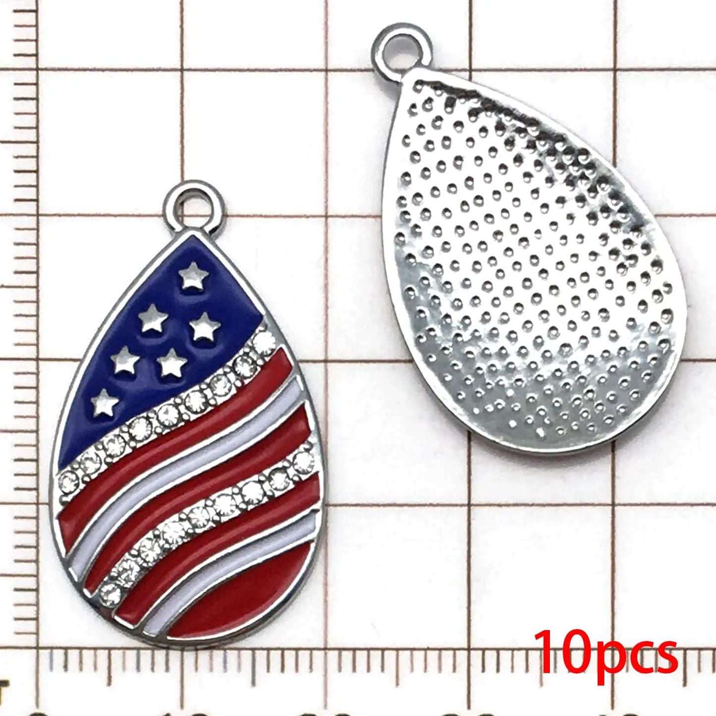 10/13pcs Enamel Flag Charms - Alloy Independence Day Pendants for DIY Bracelets Necklaces & Jewelry Making