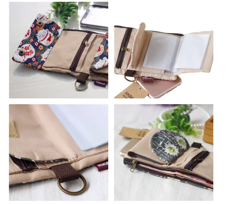 Women’s Canvas Cartoon Card Wallet – Foldable Key Organizer & Coin Purse, Small Pouch Money Bag for Girls 2024