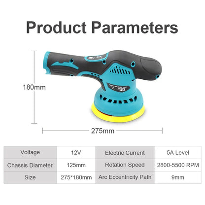 12V Cordless Car Polishing Machine - 8 Gears, 380W Automotive Electric Polisher - Wireless Sander for Waxing and Repairing