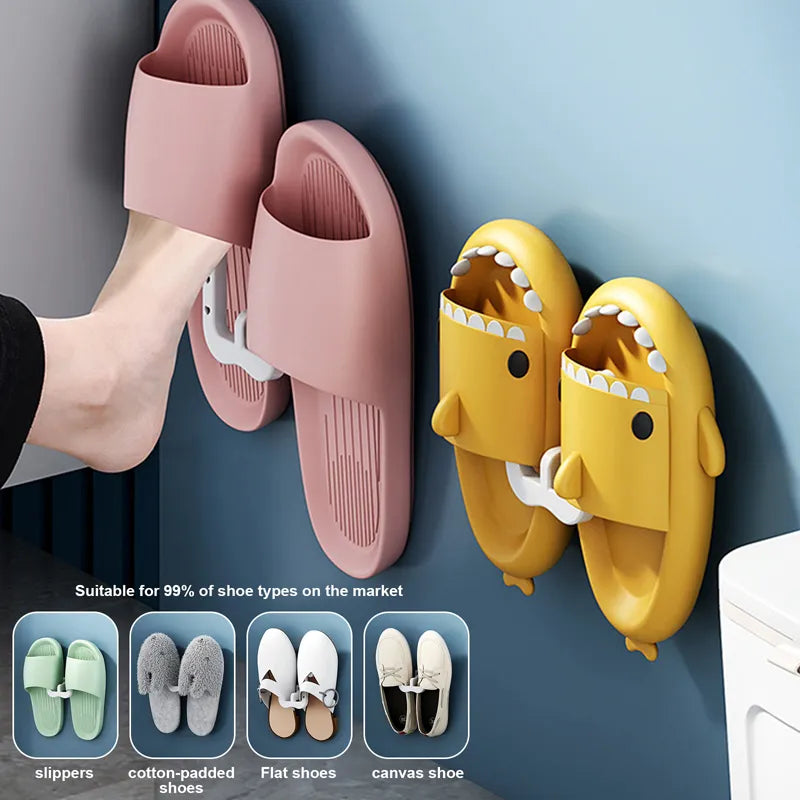 Wall-Mounted Slippers Rack - No Punching, Simple Bathroom Slipper Hook with Drainage, Bedroom Neat Storage and Shoe Drying