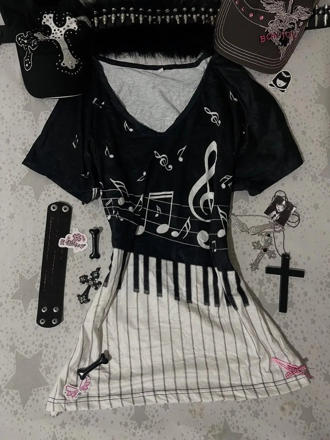 Y2K Gothic Ruffle Skirt - Black & White Polka Dot Punk Lolita Mini Skirt