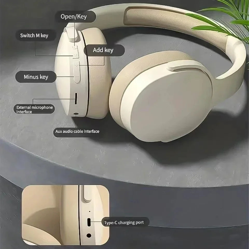 New Wireless Bluetooth Over-Ear Headphones – HiFi Stereo Headset with Mic, TF/AUX Music Player & Sports Earphones