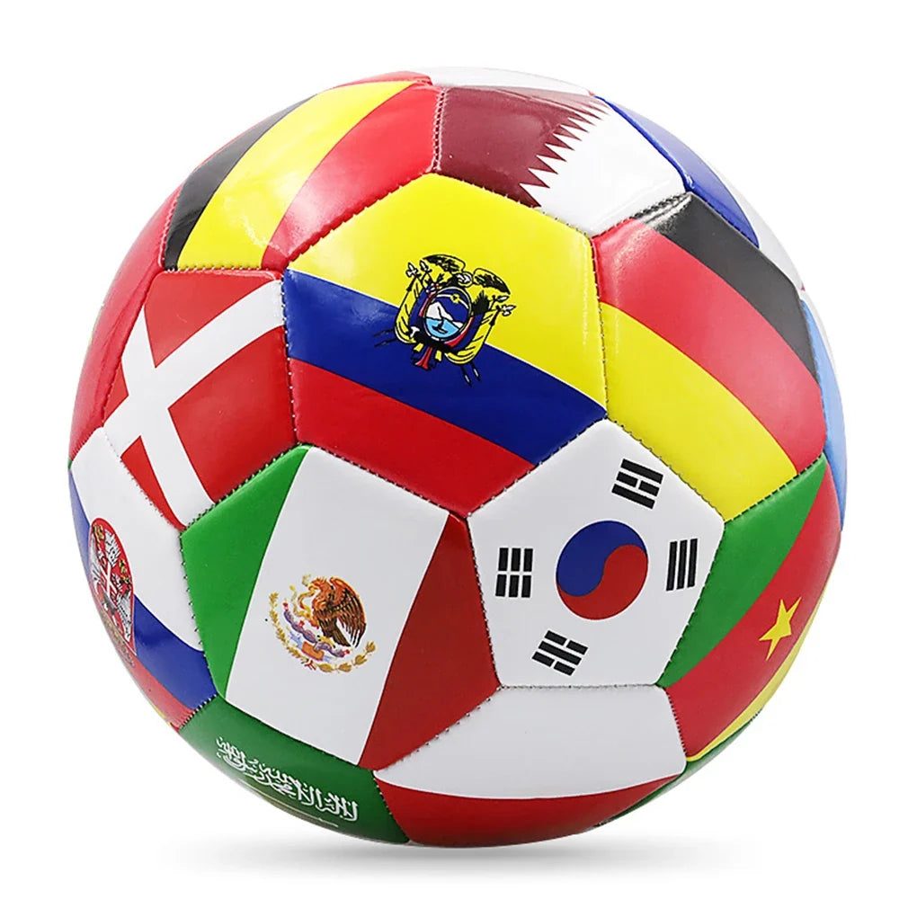 Flag Print Official Size 5 Soccer Ball - PVC Thickened Outdoor Match & Team Training Football