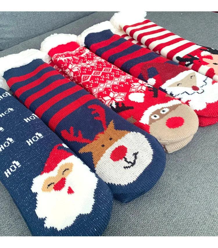 Women’s Christmas Fuzzy Socks – Winter Warm Thermal Non-Slip Fluffy Floor Slippers, Soft Indoor Home Gift