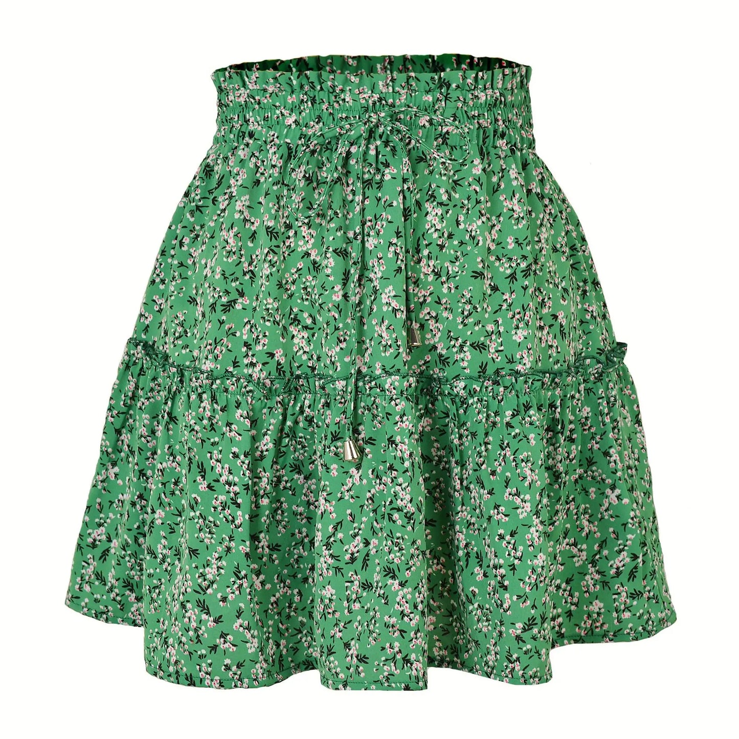 Women’s Floral A-Line Skirt – Summer High Elastic Waist Little Daisy Dress Vestidos LDY-WW4648