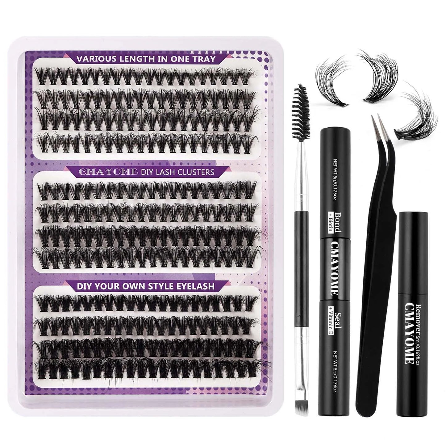 270pcs Individual Cluster Lashes — Fluffy Volume False Eyelashes with Bond & Seal Glue Kit, 60D/80D/100D Extensions