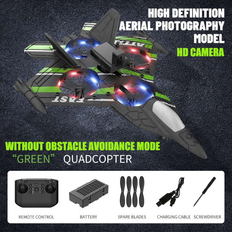 RC Plane with Camera – Remote Control Helicopter, Obstacle Avoidance, 2.4G EPP Foam Fighter Aircraft for Kids