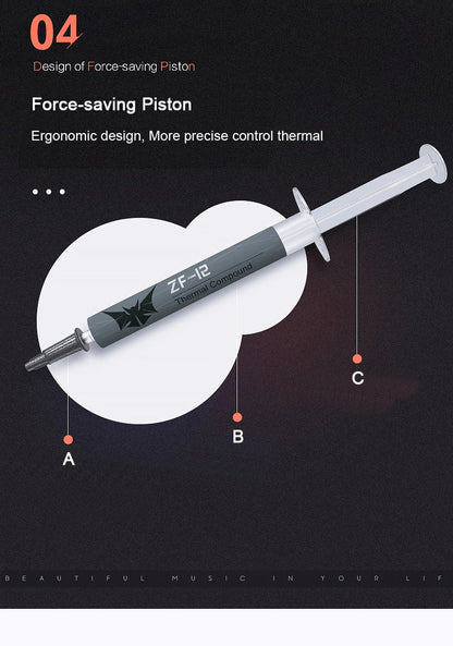 ZF-12 High-Quality CPU Thermal Paste — 12W Thermal Grease Silicone Paste for Processor Cooling