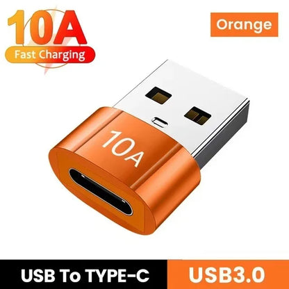 USB to Type-C Adapter — 10A OTG USB 3.0 Male to Female Converter for Fast Charging & Data Transfer, Compatible with MacBook, iPhone, Samsung