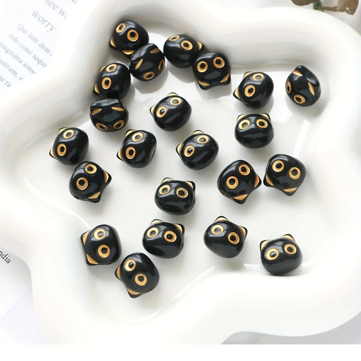 30pcs Cat Head Beads - Cute Animal Loose Beads for DIY Jewelry Making Earrings Necklace Bracelet Keychain Accessories