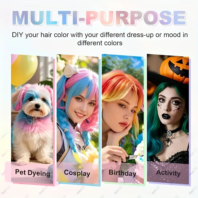 10-Piece Hair Chalk Pen Set – Temporary Washable Non-Toxic Hair Color for Festivals, Halloween & Parties