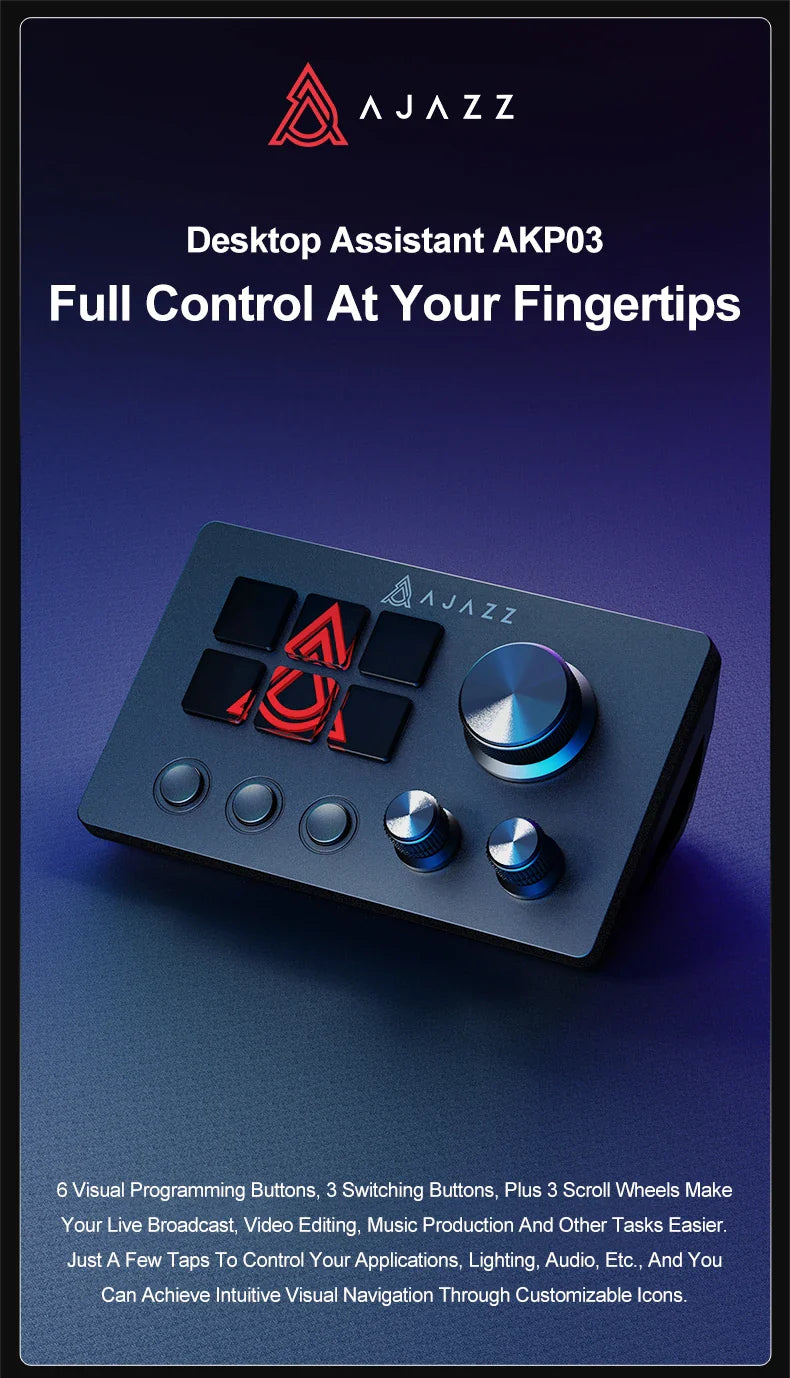 Ajazz AKP03E Desktop Helper Console – Programmable Macro Mini Keyboard with Custom Buttons for Multi-Scenario Use