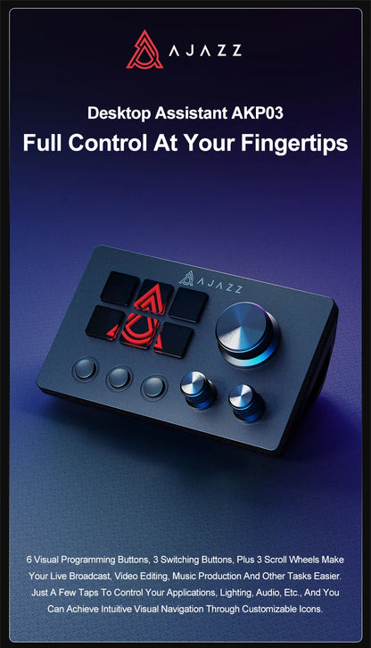 Ajazz AKP03E Desktop Helper Console – Programmable Macro Mini Keyboard with Custom Buttons for Multi-Scenario Use