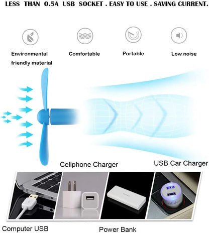 Mini USB Flexible Fan – Bendable Portable Hand Fan for Laptop, PC, Power Bank, and AC Charger, Summer Cooling Gadget