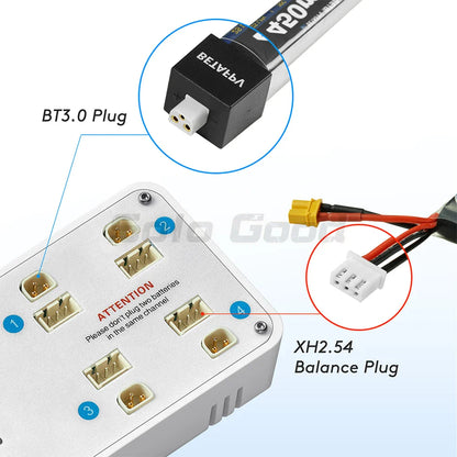 VIFLY ToothStor 4-Port 2S Balance Charger – LCD Display with Storage Mode for LiHV/LiPo RC FPV Racing Drone Batteries