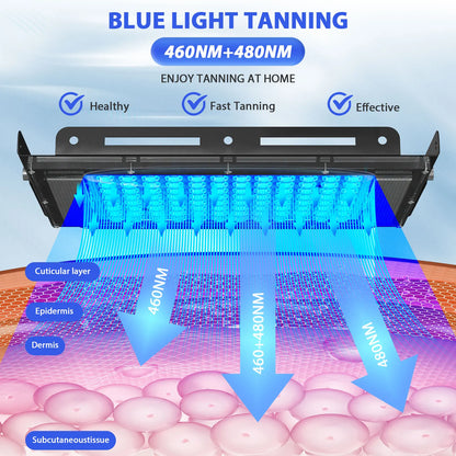 50W UV Tanning Lamp — Tripod Solarium with 48 Blue LEDs (460nm & 480nm) for Body Tanning & Skincare