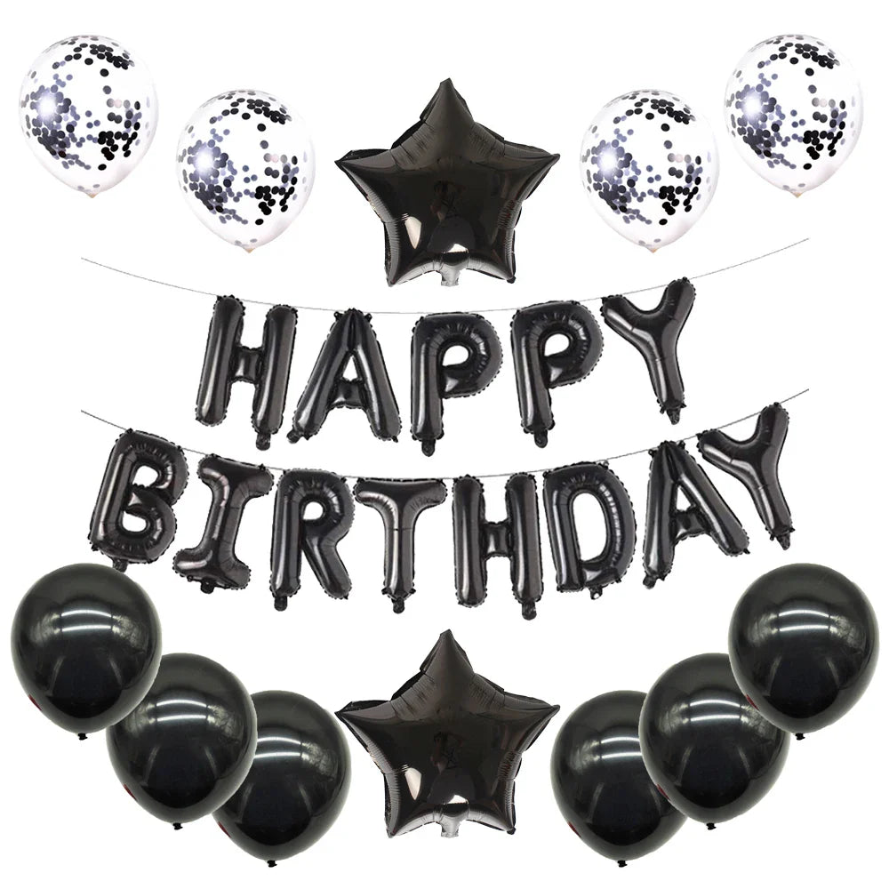 16-Inch Happy Birthday Foil Balloons Set – Pink & Blue Letter Balloons for Birthday Party Decoration