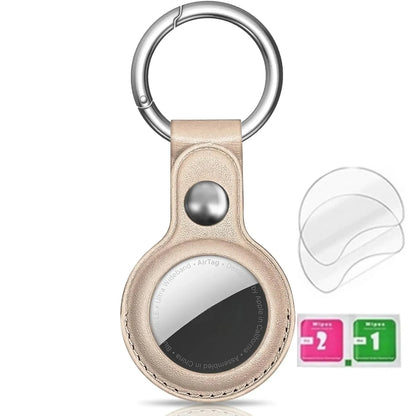 Airtag Holder Keychain — Genuine Leather Handmade Case, Scratch-Resistant Key Ring for Dog Collar & Luggage Cover