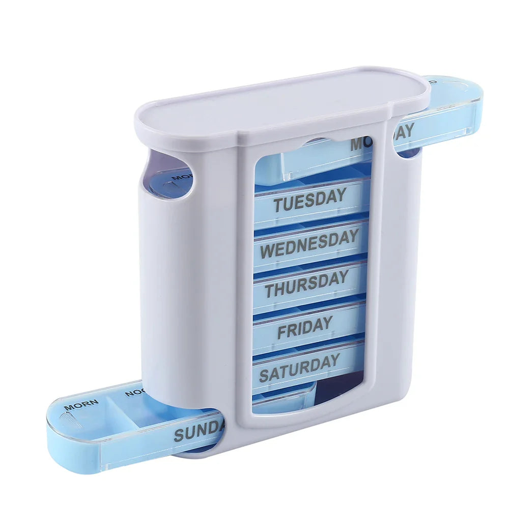 7/14/28-Day Pill Organizer – Weekly & Monthly Medicine Box with Tablet Storage, Splitter & Container Case