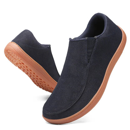 Fujeak Men’s Casual Loafers — Plus Size Non-Slip Wide Sneakers, 2024 Vulcanized Barefoot Shoes