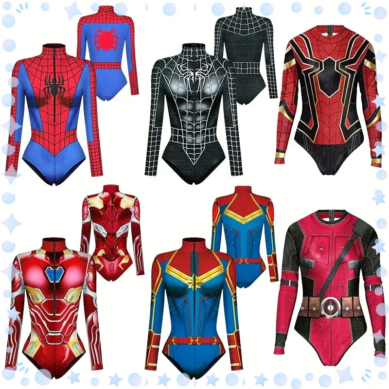 2024 New Superhero 3D Print Bodysuit – Superman , Spiderman & Iron Man Cosplay Costume for Men & Women Adults